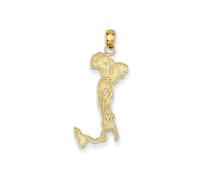 14K Oro Giallo Lucidato E Testurizzati intorno Al Mondo Italia Mappa Ciondolo