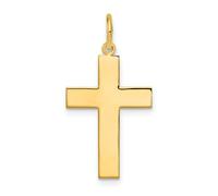 14K Oro Giallo Lucidato Engraveable Latino Croce Cristianesimo Religioso