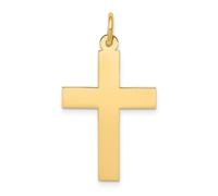 14K Oro Giallo Lucidato Engraveable Latino Croce Cristianesimo Religioso Pendant