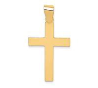 14K Oro Giallo Lucidato Engraveable Piatto Latino Croce Cristianesimo Ciondolo