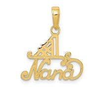 14K Oro Giallo Lucidato & Forgiata Numero #1 " " Nana Talking Famiglia Ciondolo