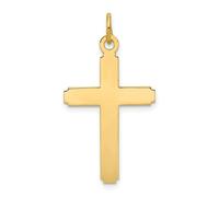 14K Oro Giallo Lucidato & Marchiato Latino Croce Cristianesimo Religioso