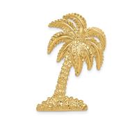 14K Oro Giallo Lucidato Palma Albero Slide W/Hidden Occhiello Per fino A 8mm