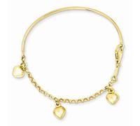 14k Oro Giallo Lucidato Pendente Cuore Ciondolo Bambino Bracciale 6 " Gioielli
