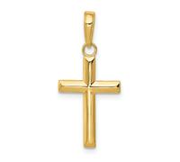 14K Oro Giallo Lucidato Piccolo Latino Croce Cristianesimo Religioso Ciondolo