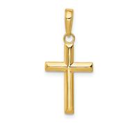14K Oro Giallo Lucidato Piccolo Latino Croce Cristianesimo Religioso Ciondolo