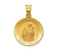 14K Oro Giallo Lucidato San Francis Of Assisi " Pray Per US Medaglia Ciondolo