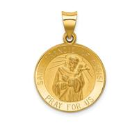 14K Oro Giallo Lucidato San Francis Of Assisi " Pray Per US Medaglia Ciondolo