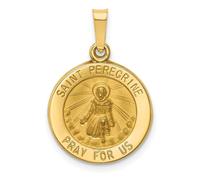 14K Oro Giallo Lucidato San Peregrine " Pray Per US Religioso Medaglietta