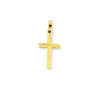 14K Oro Giallo Lucidato Taglio Diamante Small Latino Croce Cristianesimo Pendant