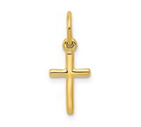 14K Oro Giallo Lucido Massiccio Piccolo Latino Cristianesimo Croce Religioso