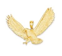 14K Oro Giallo Lucido Massiccio & Testurizzati Aquila IN Volo Ciondolo Con /