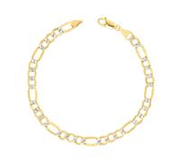 14K Oro Giallo Massiccio 6mm da Uomo Taglio Diamante Bianco a Pavé Catena Figaro