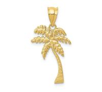 14k Oro Giallo Massiccio Lucidato Mini Palma Albero Ciondolo