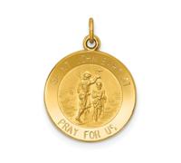 14k Oro Giallo Massiccio & Raso Finitura Incisibile San John Medaglietta