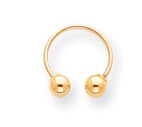 14K Oro Giallo Perline Singolo Mezzo Cerchio Orecchino Vite Retro Madi K Bambini