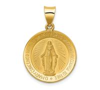 14K Oro Giallo Raso E Lucidato Beato Vergine Maria Medaglia Miracolosa Pendente