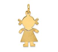 14K Oro Giallo Raso Ragazza Incisibile con Timbro Massiccio Moda Pendente Per