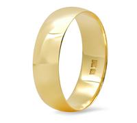 14K Oro Giallo Semplice Anello di Matrimonio 6MM Misura 12 Cupola Alto Lucido Da