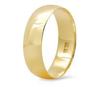 14K Oro Giallo Semplice Anello di Matrimonio 6MM Misura 13 Cupola Alto Lucido Da