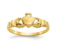 14K Oro Giallo Testurizzati Claddagh Cuore Bambino Misura Anello 3 Madi K Gioie