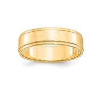 14k Oro Giallo Unisex 6mm Piatto W/ Passo Down Bordi Fede Nuziale Misure 4 A 14