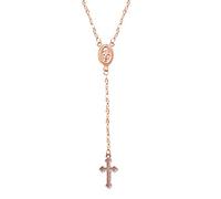 14K Oro Placcato Croce Pendente Y collana Gioielli Crocifisso Religioso di Pasqua Sexy Collarbone Catena con Nappa Catena-A-rose gold
