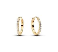 14k oro plated hoop orecchini con zirconia cubica trasparente, 16 mm