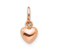 14K Oro Rosa 3-D Massiccio Lucidato Gonfio Cuore Amore Valentine Ciondolo