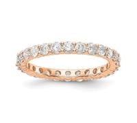 14k Oro Rosa Diamante Rotondo Eternity Fedina Condiviso Graffa 1.50ct Misura 9