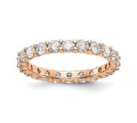 14k Oro Rosa Diamante Rotondo Eternity Fedina Condiviso Graffa 2.00ct Misura 8