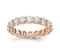 14k Oro Rosa Diamante Rotondo Eternity Fedina Condiviso Graffa 4.00ct Misura 4