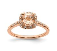 14k Oro Rosa Morganite E Diamante Quadrato Anello di Fidanzamento Sposa 0.93 TCW