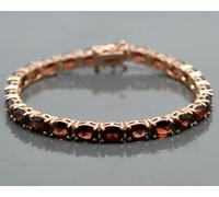 14K Oro Rosa Placcatura Naturale Granato Gemma 925 Argento Sterling Bracciale