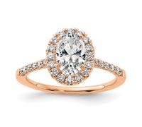 14k Oro Solitario Laboratrio Cresciuta Diamante Ovale Halo Classico Fidanzamento