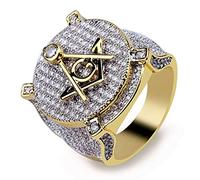 14k oro su s925 sterling argento set densamente anello di moissanite, anello maschile in stile hip-hop di massoneria, un dono mistico per gli appassionati di urbani, il miglior regalo di Son