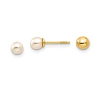 14kYellow Oro Reversibile 4mm Fw Coltivate Perle E Oro Sfera Orecchini Madi K