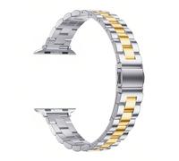 14mm Elegante Cinturino Sottile in Metallo Argento e Oro Compatibile con Apple Watch Ultra 3/2/1, SE/S10/S9/S8/S7/S5/S4/S3, 38/40/41mm, 44/45/46/49mm, Cinturino Rimovibile con Catena Dorata, Idea Rega