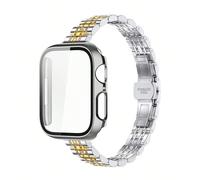 14mm Sottile Bracciale Regolabile in Metallo Argento e Oro con 7 Perline Compatibile con Apple Watch Ultra/Serie 3/2/1/SE/S11/S10/S9/S8/S7/S6/S5/S4/S3/S2/S1, 38mm/40mm/41mm/42mm/44mm/45mm/46mm/49mm, c