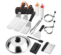 14Pcs Acciaio Inox Flat Top Grilling Accessorio Outdoor Campeggio BBQ Strumento di Cottura Con Spatole Raschietti Durevole