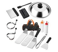 14Pcs Acciaio Inox Griglie Strumento Piatto Top Piastre Strumento Barbecue Griglie Accessori Con Spatole Raschietti Pinze Burgers Press