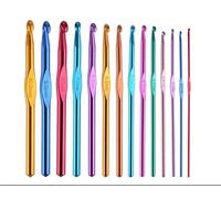 14PCS Diameter 2mm-10mm Aluminum Crochet Hook Set Knitting Needles Craft Weave Yarn Set 14 Size Multi-Coloured