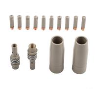 14pcs MIG Saldatore Punte E Ugelli Con Tubi Per 15ak Rivestito Rame Rosso 0.8mm Apertura Set Completo Per La Lavorazione Dei Metalli E Progetti Fai Da Te
