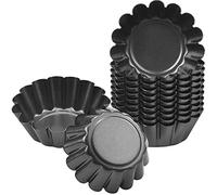 14pcs Stampi di Crostate Uova, Antiaderenti Forme per Crostatine, Riutilizzabile Stampo Crostata Cupcake, Stampi Mini Tortine in Acciaio al Carbonio per Budino,Teglia, Torte Biscotti (6.5 x 2.3cm)