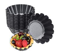 14pcs Stampi di Crostate Uova, Antiaderenti Forme per Crostatine, Riutilizzabile Stampo Crostata Cupcake, Stampi Mini Tortine in Acciaio al Carbonio per Budino,Teglia,Torte Biscotti (7.5 x 2.3cm)