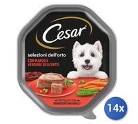 14x Bundle Alimento Cane Cesar Selezioni Dell'Orto Pate' 150Grammi Manzo/Verdure