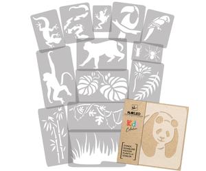 14x stencil riutilizzabili in PLASTICA 34cm a 9cm bambini ANIMALI DELLA GIUNGLA