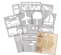 14x stencil riutilizzabili in PLASTICA da 34cm a 9cm bambini / TRASPORTO - AUTO