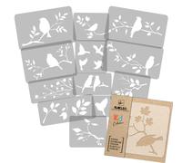 14x stencil riutilizzabili in PLASTICA da 44 cm a 13 cm bambini / UCCELLI
