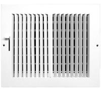 15,2 cm di larghezza x 10,2 cm di altezza, 2 vie, in acciaio stampato piatto, coperchio di ventilazione, griglia registro - parete laterale o soffitto - alto flusso d'aria - bianco [Dimensioni